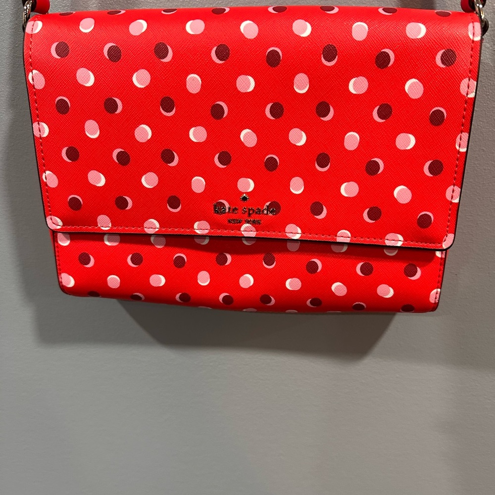 Ruby Red Kate Spade Polka Dot Crossbody - Picture 1 of 5